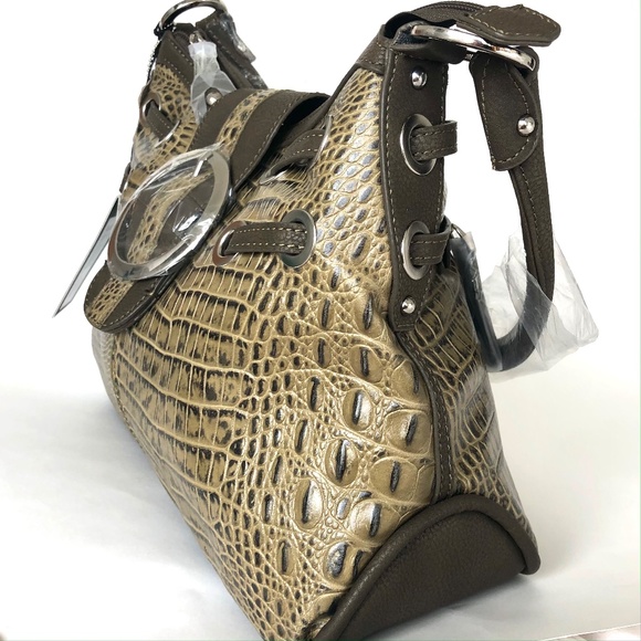 M.C. Marc Chantal Snakeskin Design Olive bag NWT - Picture 6 of 13